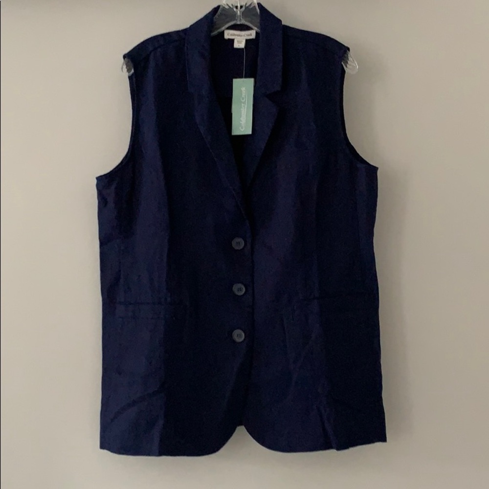 Coldwater Creek Linen Vest: Navy Blue